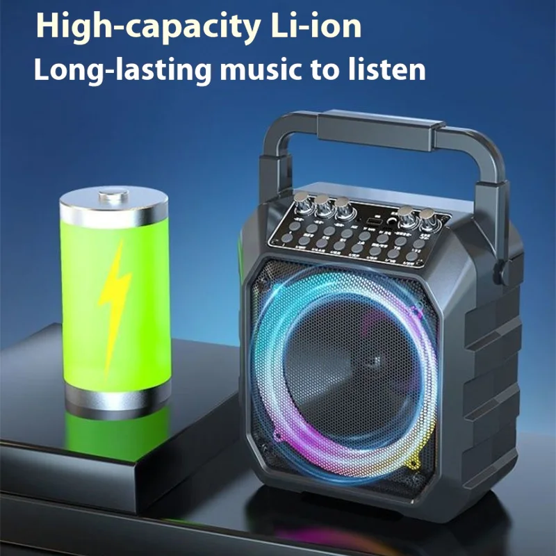 Portable Bluetooth Speaker 10W Powerful Bass Karaoke Machine With Mic USB Speakers IPX2 Waterproof 8M Range For Party Travel