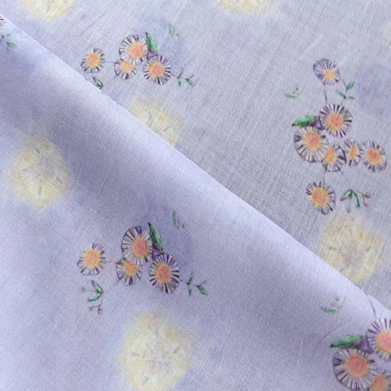 

High quality natural 100% pure ramie cloth Printed Fabric Fabric Dress Long gown Summer Thin DIY hand sewing designer fabric2024