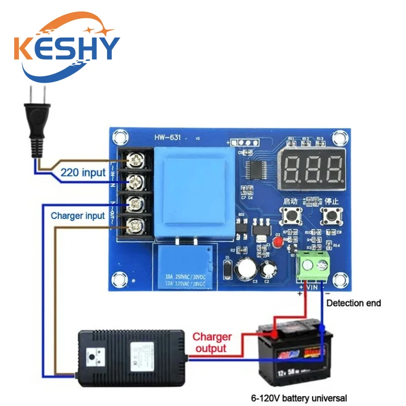 XH-M602 Digital Control Battery Charging Control Module AC 220V Lithium Storage Battery Charger Control Switch Protection Board