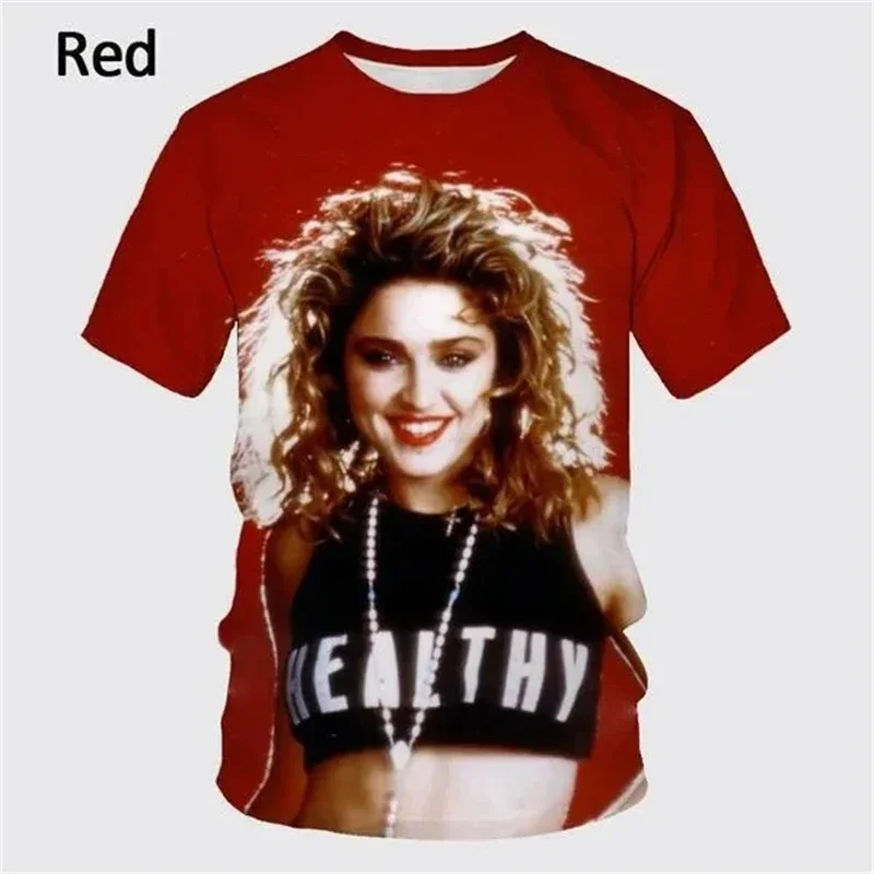 Youth Elegant Madonna Pattern Printed T-shirt 3D Neutral Round Neck Sexy Girl Top Men's and Women's