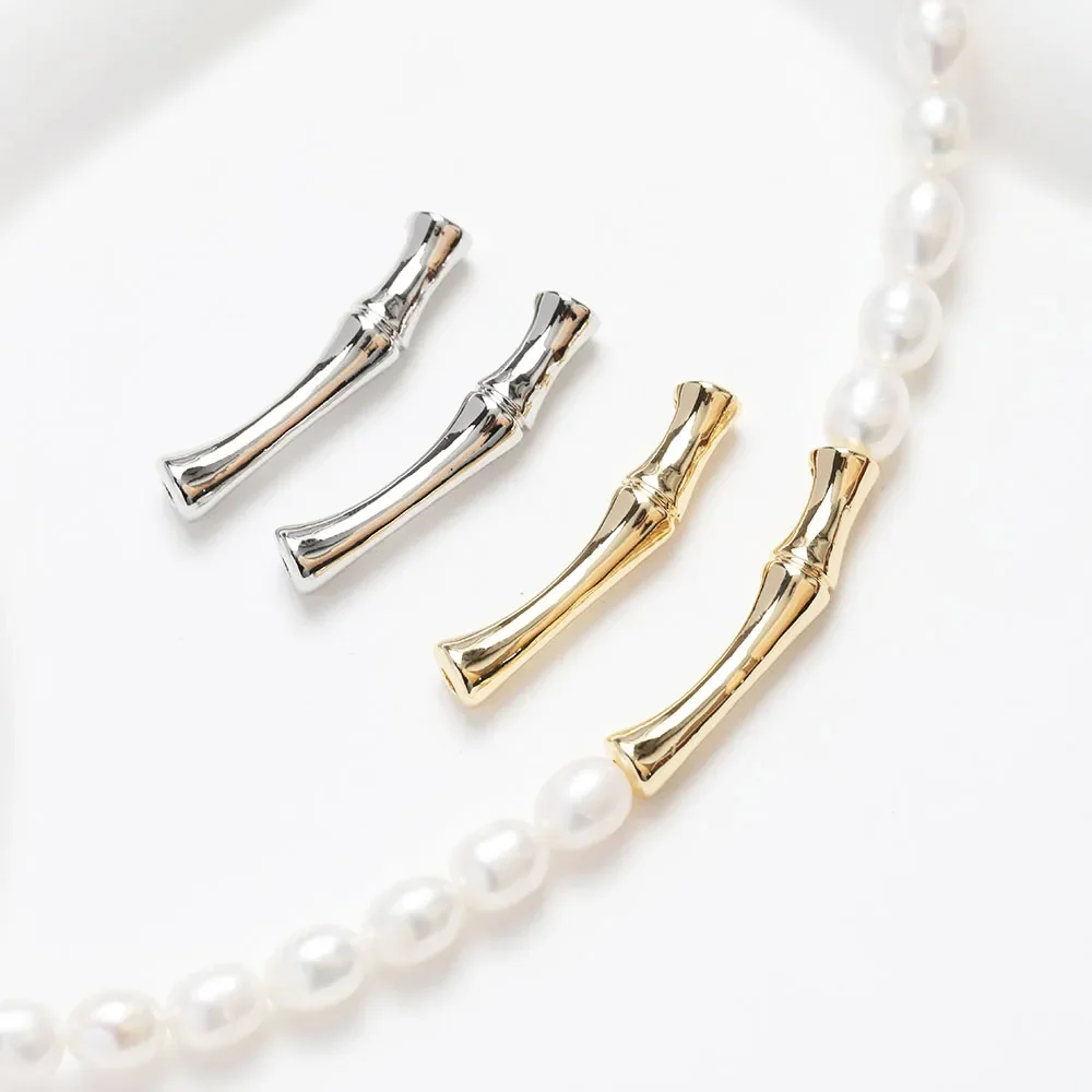 

4PCS Dainty Slub Shape Necklace Connectors Jewelry Making Bracelet Supplies 14k Gold Plated DIY Brass Accessories 5*30mm