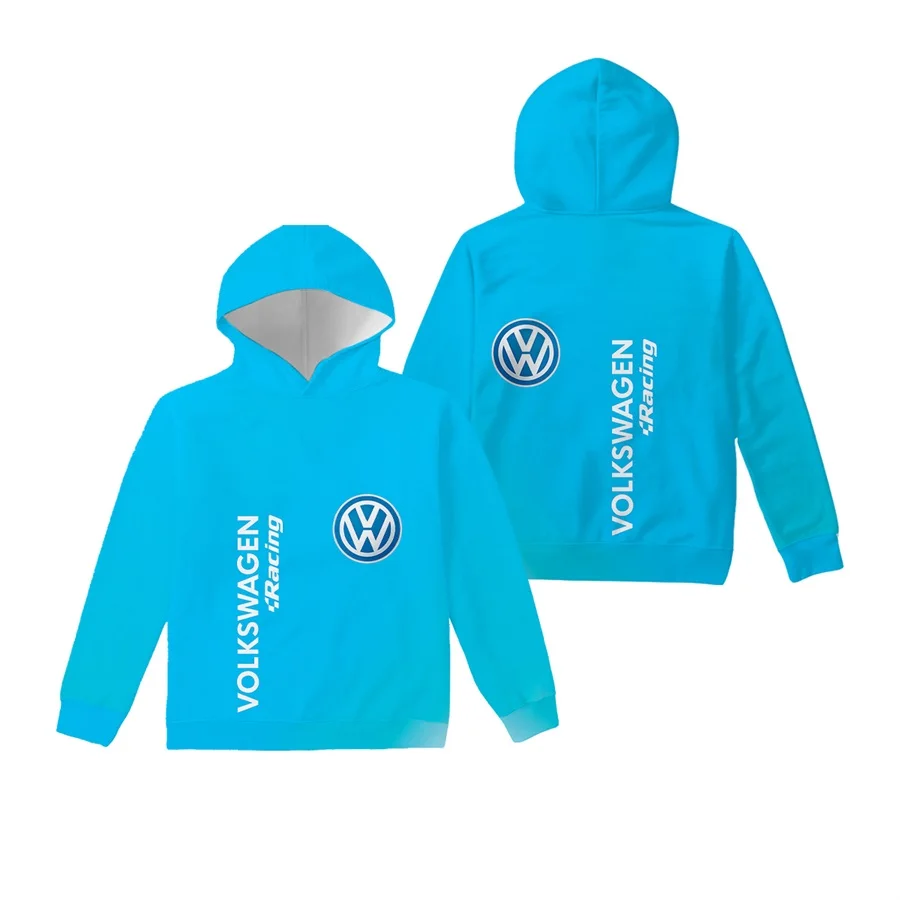 Volkswagen white and blue logo splash hooded sweatshirt, 2025 autumn new 3D Volkswagen printed fashionable hooded sweatshirt