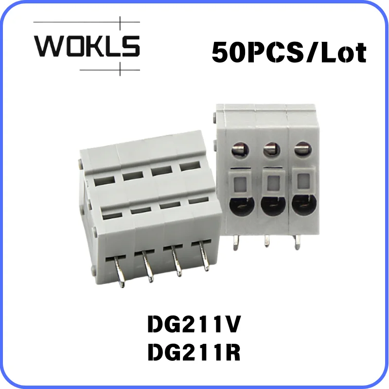 DG211V DG211R 3.5mm Pitch Spring Push-in PCB Terminal Block Straight & Bend Pin Screwless Connector