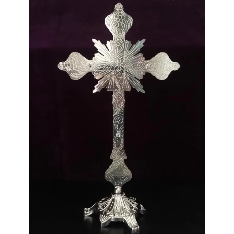 Diamond-set Baroque cross ornament