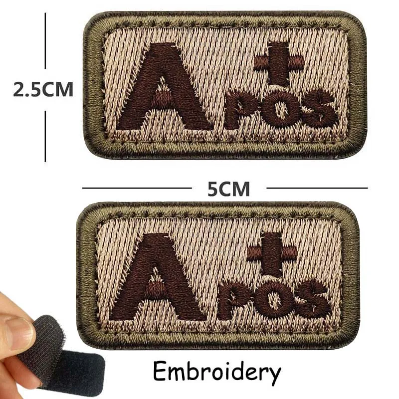 1/2 Stück, A B AB O POS-NEG Blutgruppen-Abzeichen, Stoffapplikation, Stickerei, Klettverschluss-Patches, militärischer taktischer Patch für Rucksäcke