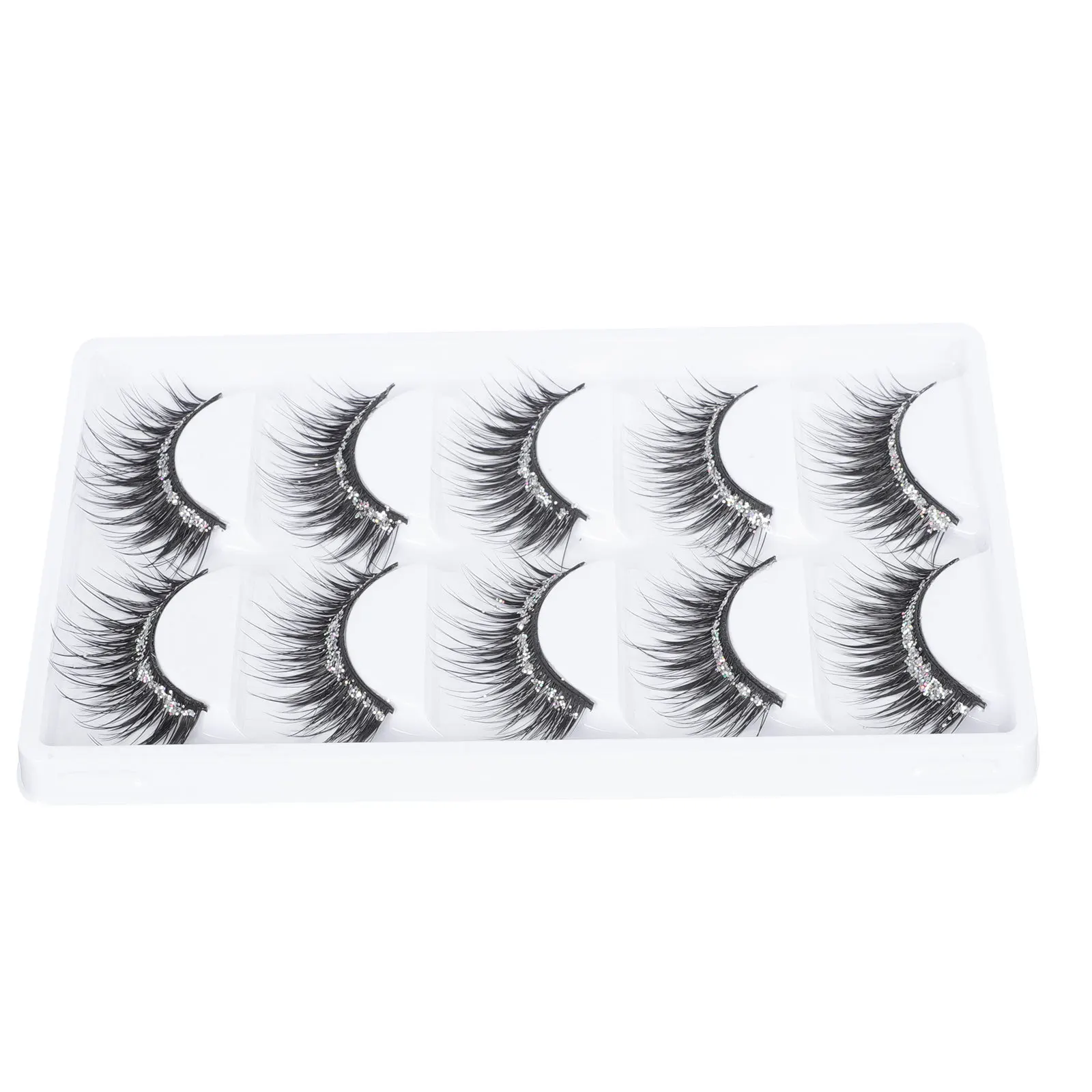 5 أزواج من الرموش الصناعية المتلألئة، إكسسوار مكياج ناعم طبيعي، رموش من الألياف الاصطناعية للنساء، رموش مزخرفة كثيفة وخفيفة الوزن #3
