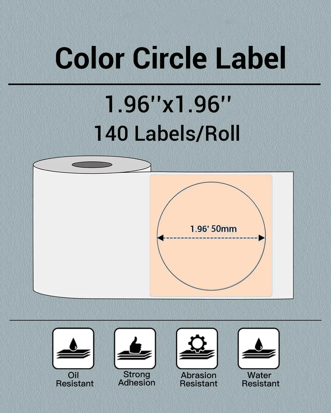 Black on Khaki Circle Label for M110/M110S/M120/M200/M220 Label Maker Round Thermal  Label for Barcode DIY Logo Design 50x50mm