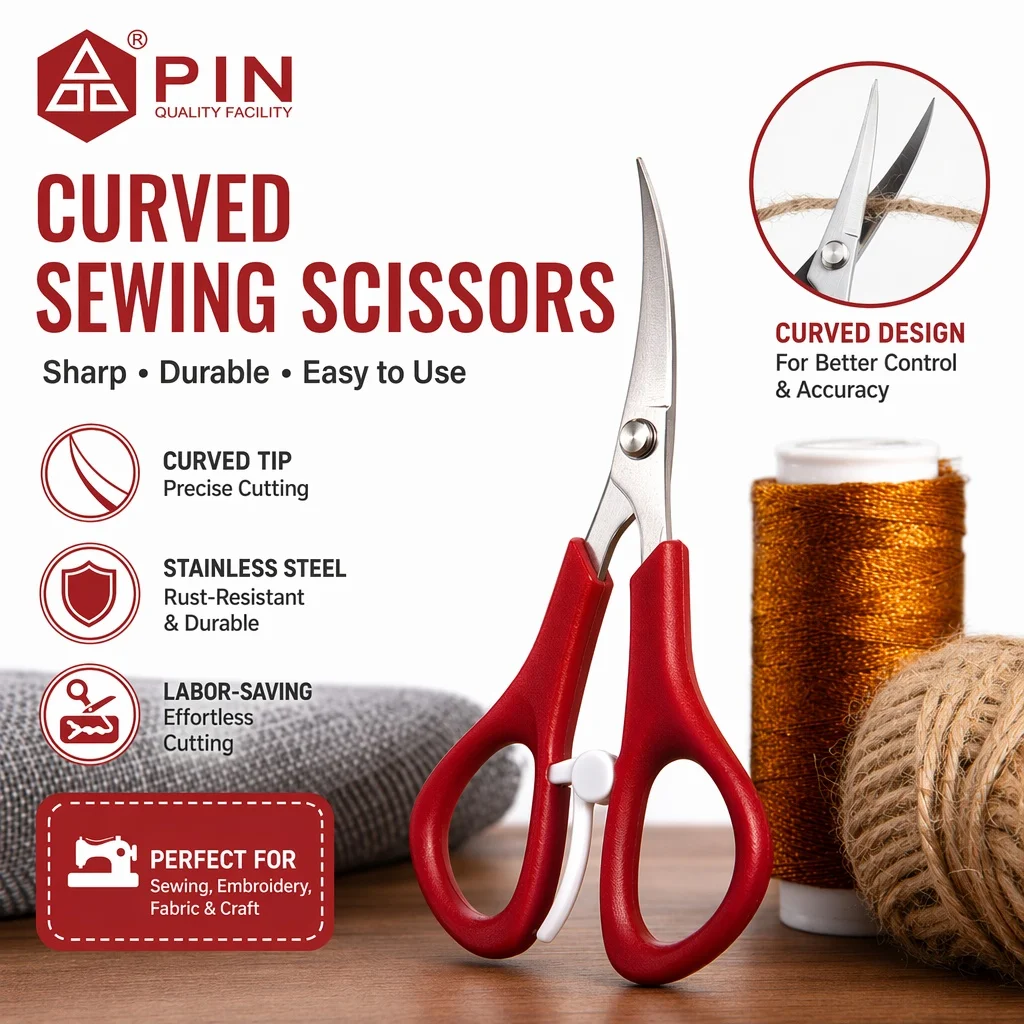 Steel Curved Sewing Scissors Fabric Craft. Curved Sewing Scissors Rust-Resistant. Durable Curved Sewing Scissors & Embroidery