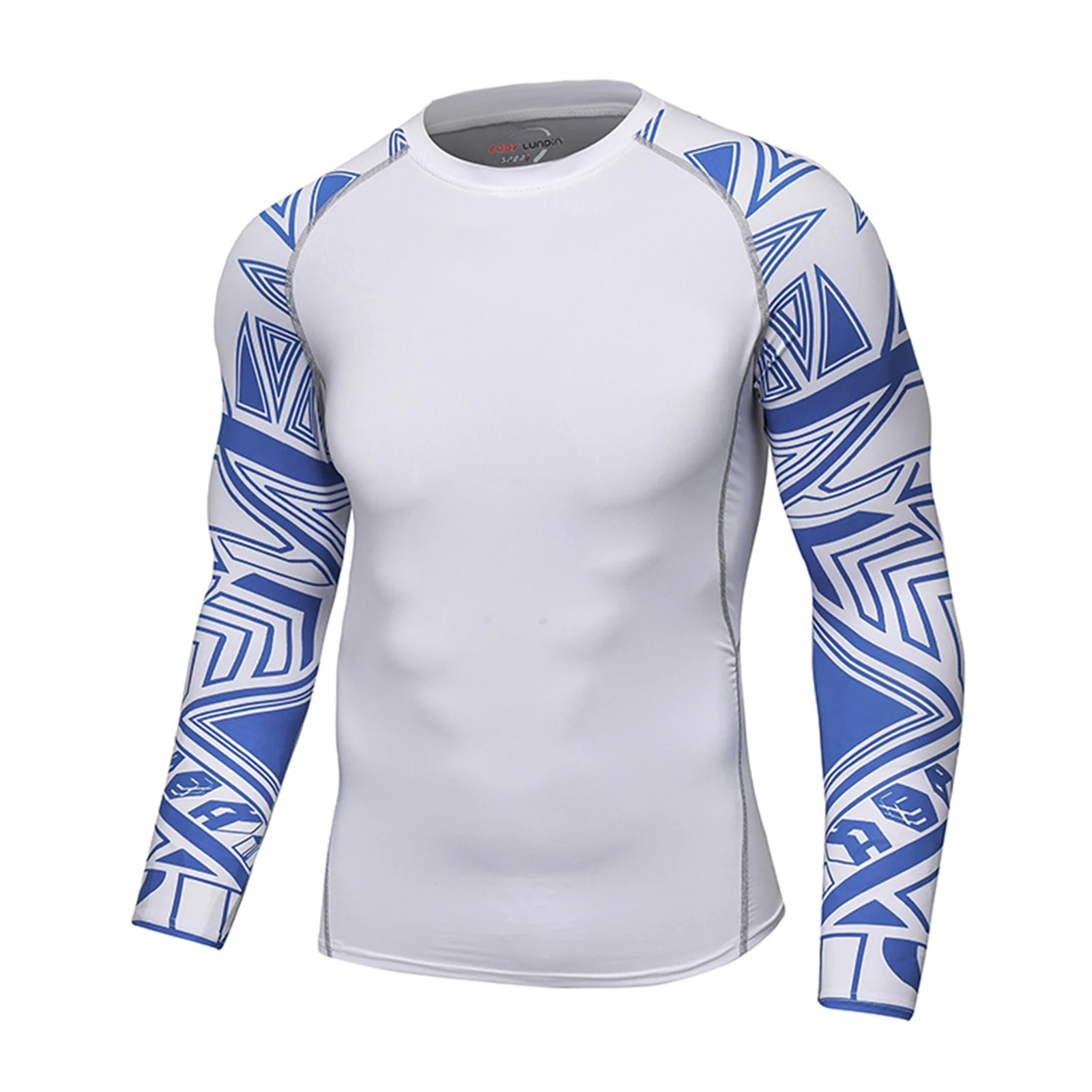 Men\'s Long Sleeve Compression Swim Shirt UPF 50+ UV Protection Surfing Rash Guard Shirts Quick Dry Swimwear Athletic T-Shirts