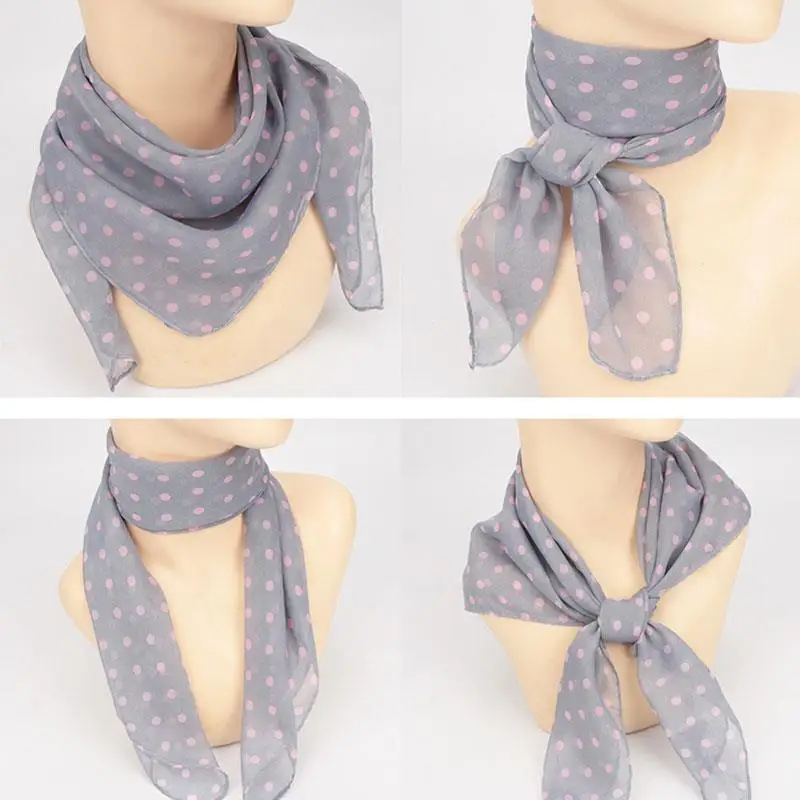 

1PCS 65cm*65cm Summer Thin Scarves Square Scarf Chiffon Polka Dot Scarf Soft Wrap Shawl Beach Sunscreen Hijab Head Neck Scarf