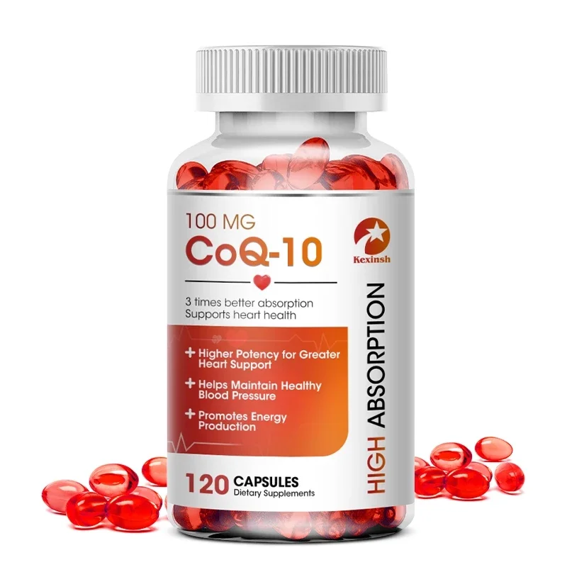 kexinsh COQ10 Capsules 100mg Coenzyme Q10 Capsules Provides Energy To Support Joint Health Promotes Cardiovascular Health Heart