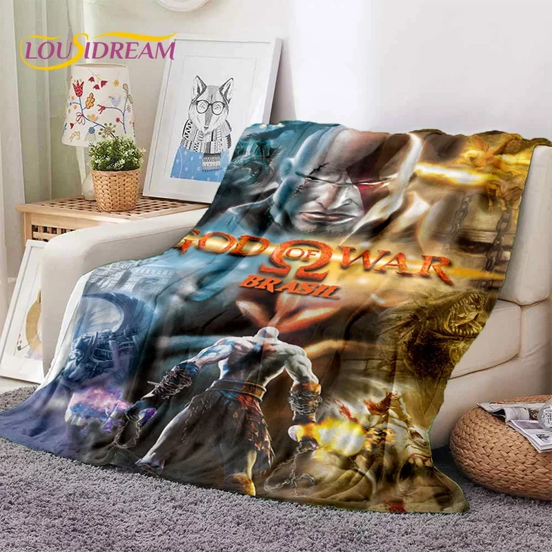 God of War Games Kratos Cartoon Soft Flannel Blanket for Beds Bedroom Sofa Picnic,Throw Blanket for Cover Outdoor Leisure Gift