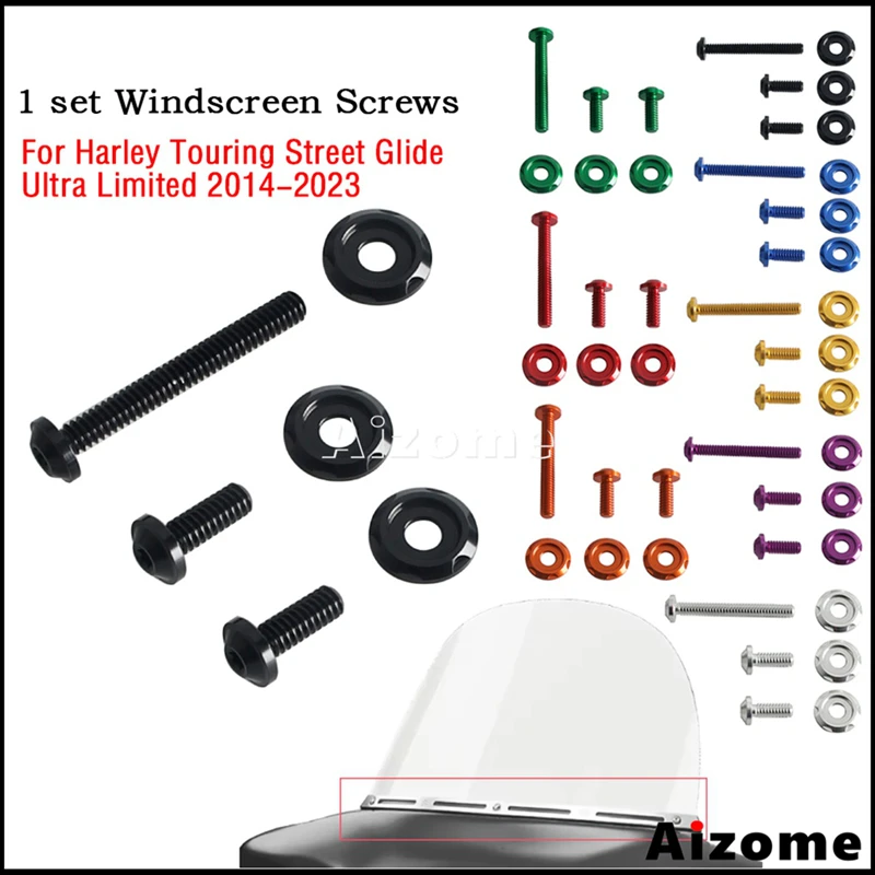 Motorcycle Windscreen Windshield Screws Aluminum Multi‑Color For Harley Touring Street Glide Ultra Limited 2014‑2023 Mount Bolts