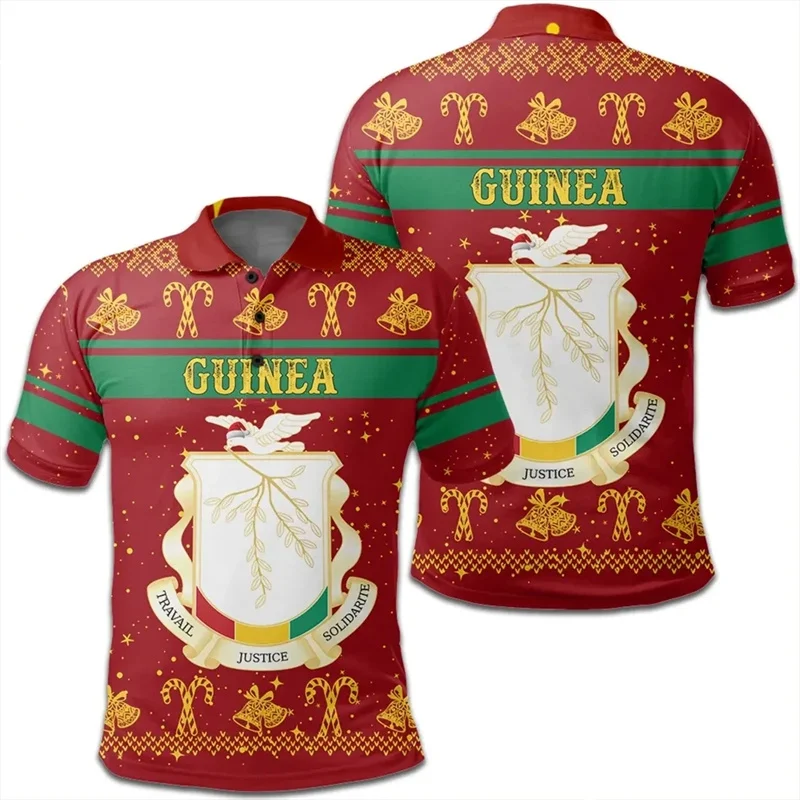 Africa Guinea Flag 3D Print Polo Shirts Men Summer Casual Tops