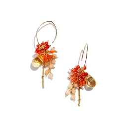 Lii Ji Handmade 14K Gold Filled Stone Earrings Natural Citrine Sunstone Agate Zircon Tassel Earrings Dangle Earrings For Women