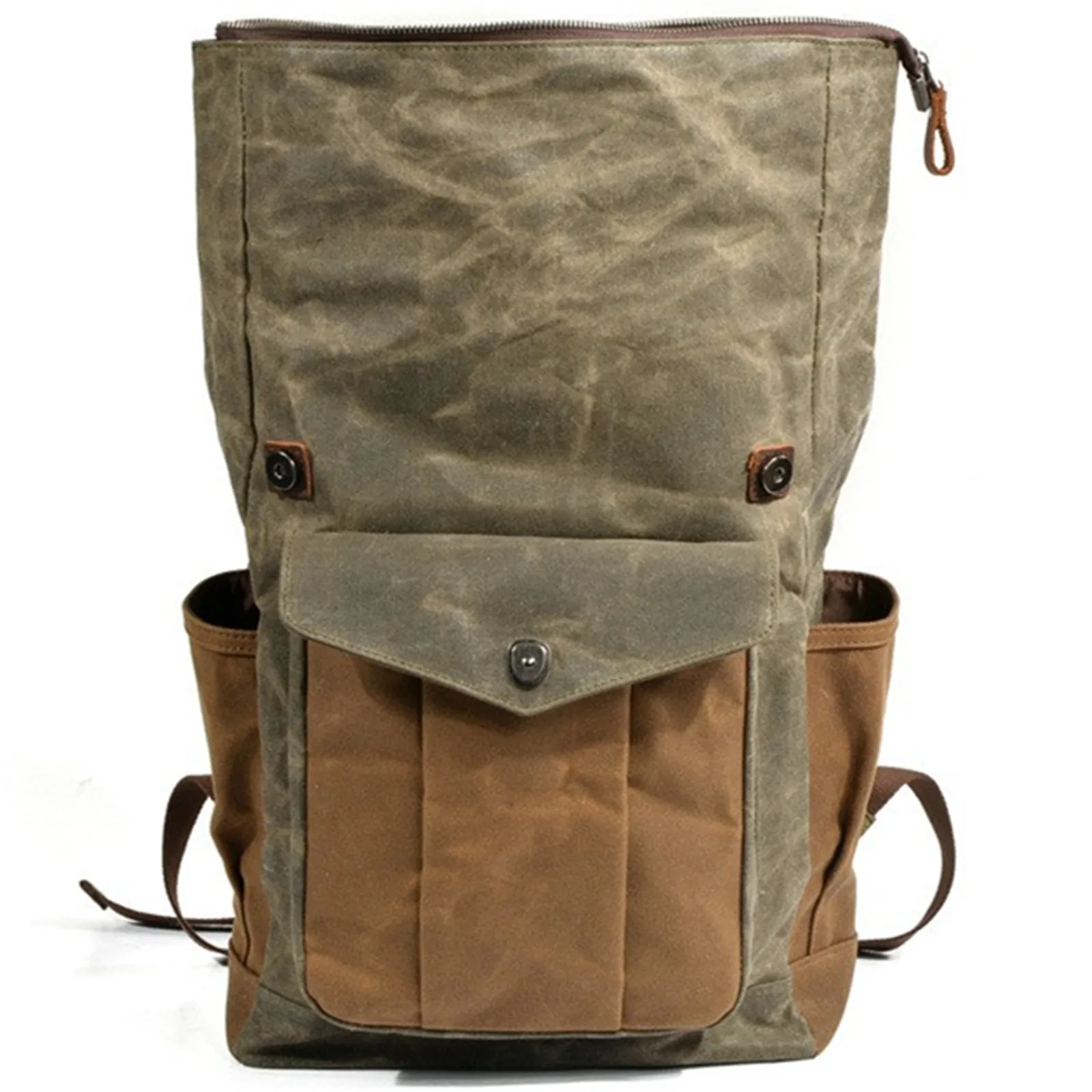 Outdoor Shoulders Business Computer Backpack Large Capacity Travel Waterproof Canvas Splicing Genuine Leather Hiking School Bags