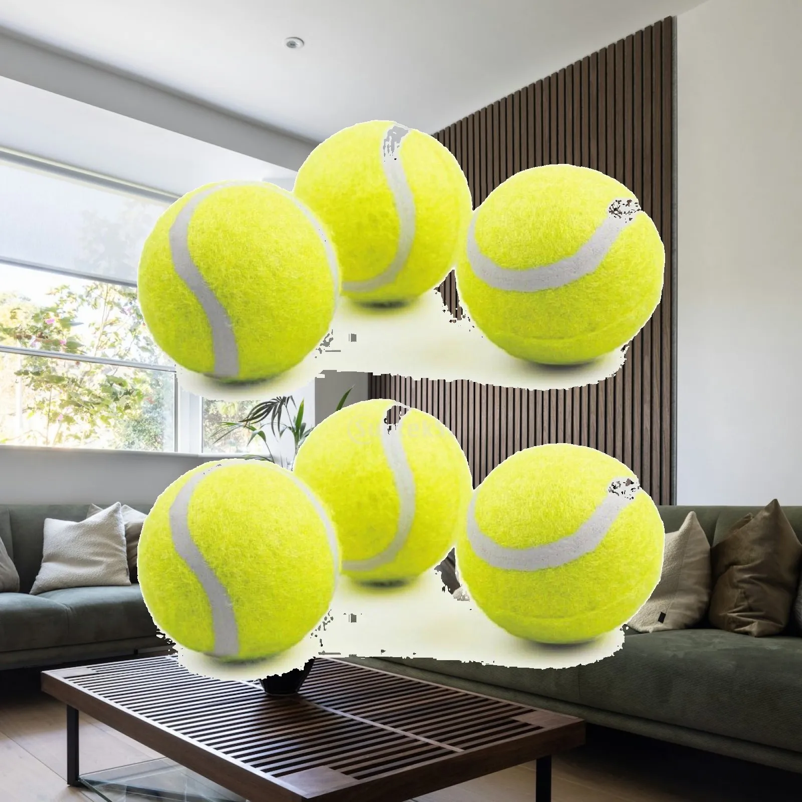 Adjustable Pet Ball Launcher with 6 Dog Tennis Balls High Density Rubber Thrower Toy for Training Retrieval Play Outdoor