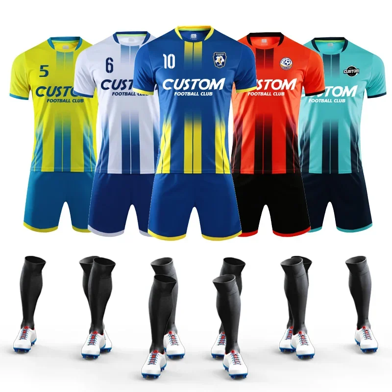 

Custom Mens Football Jerseys 100% Polyester Football Shirts Club Team Training Soccer Wear Uniform Set For Adults 6316