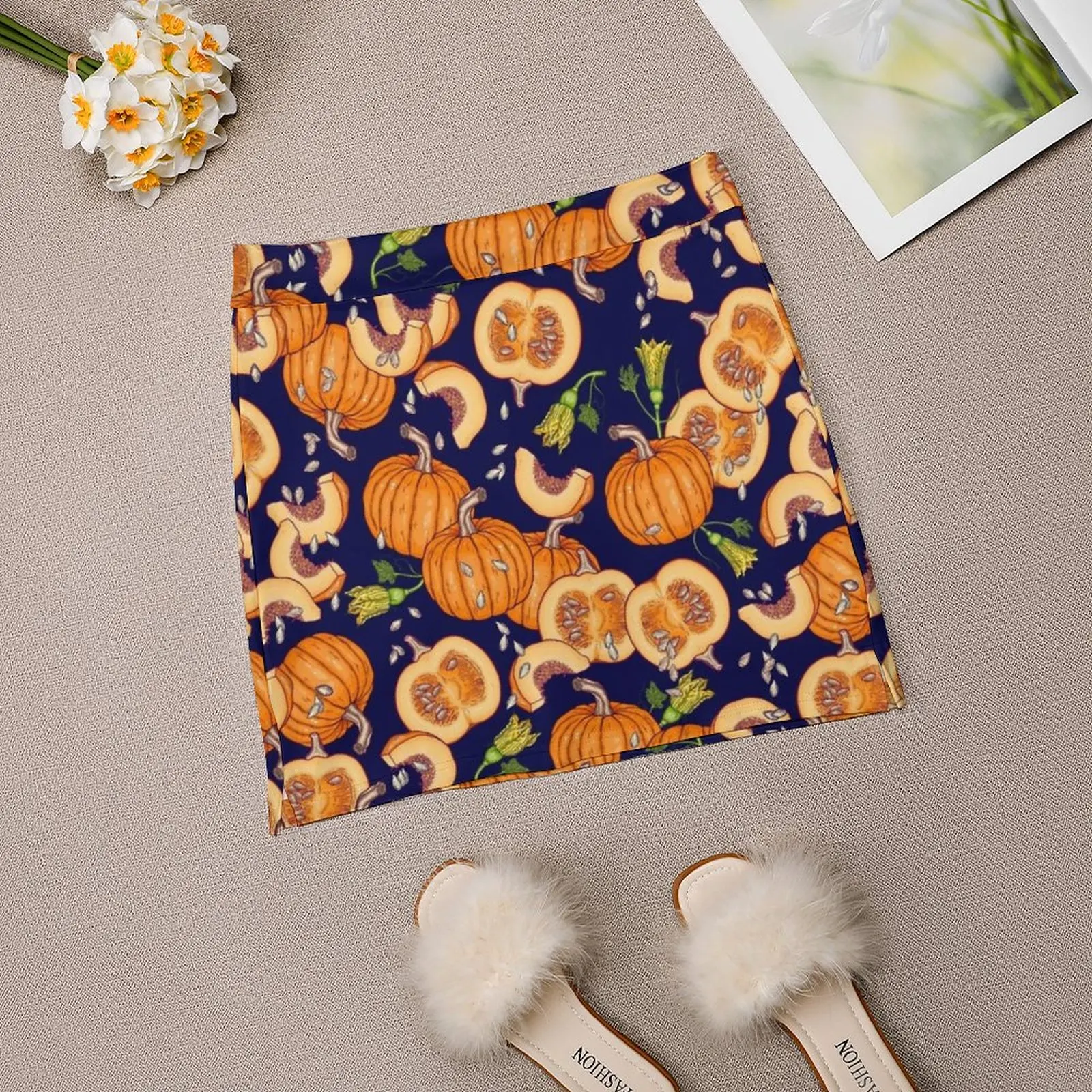 Rok Wanita Pola Kehidupan Malam Labu Rok Olahraga Tas dengan Mode Saku Rok Gaya Korea Rok 4Xl Rok Labu