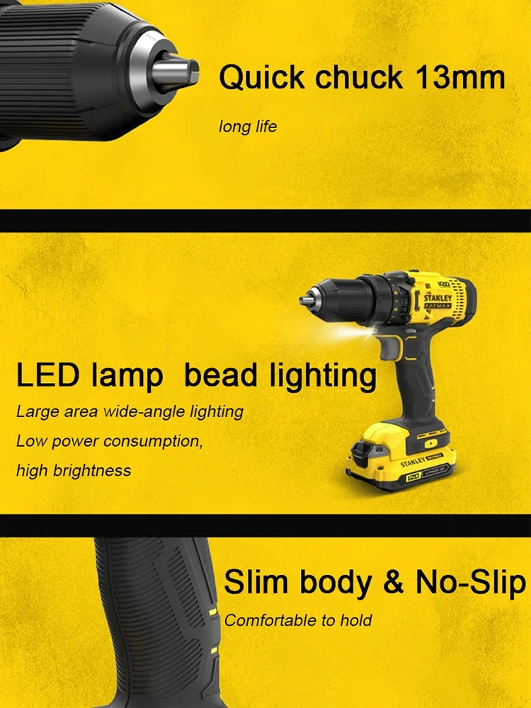 Stanley Light Duty Cordless Electric Drill Rechargeable Brush SCD700 20v 50Nm 1500rpm 2 Speed Adjustable Share Battery Platform