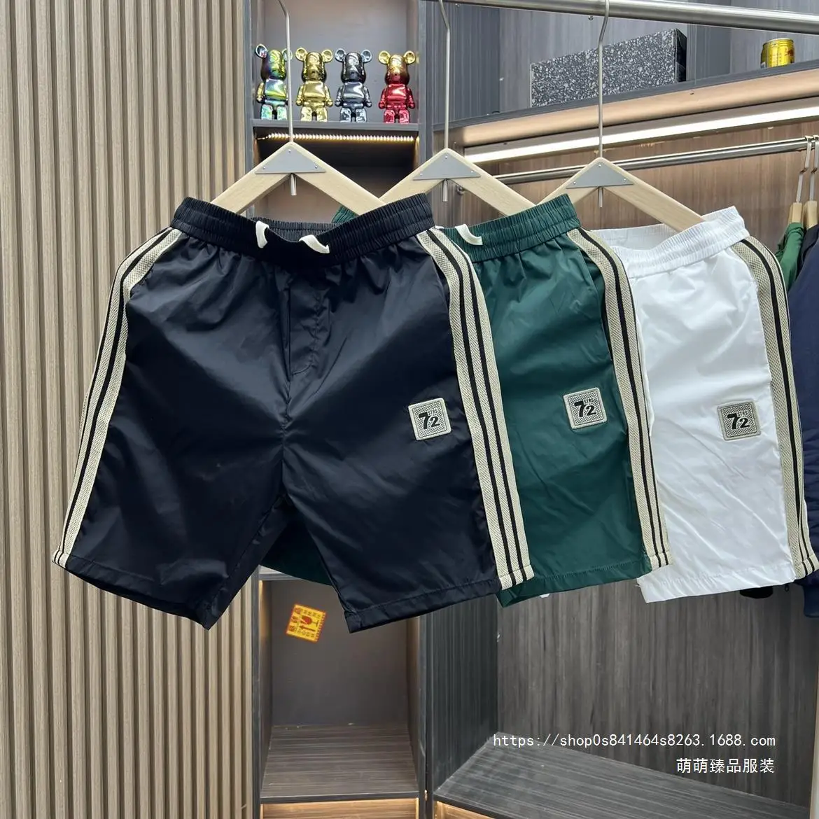

BSDFFO men's summer new striped casual shorts Internet celebrity ruffian handsome sports five points beach
