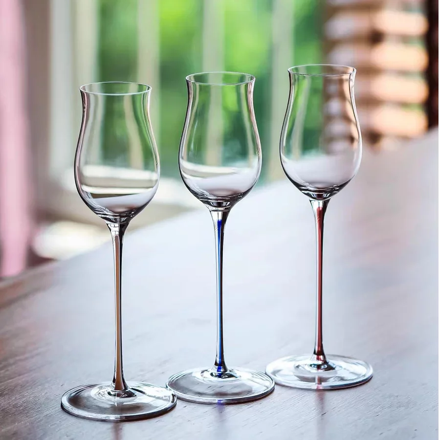 

2PCS Handmade Crystal Flared Wine Glass Red Rod Sweet Whiskey Tasting Glass for Enhanced Aroma And Flavor Experience