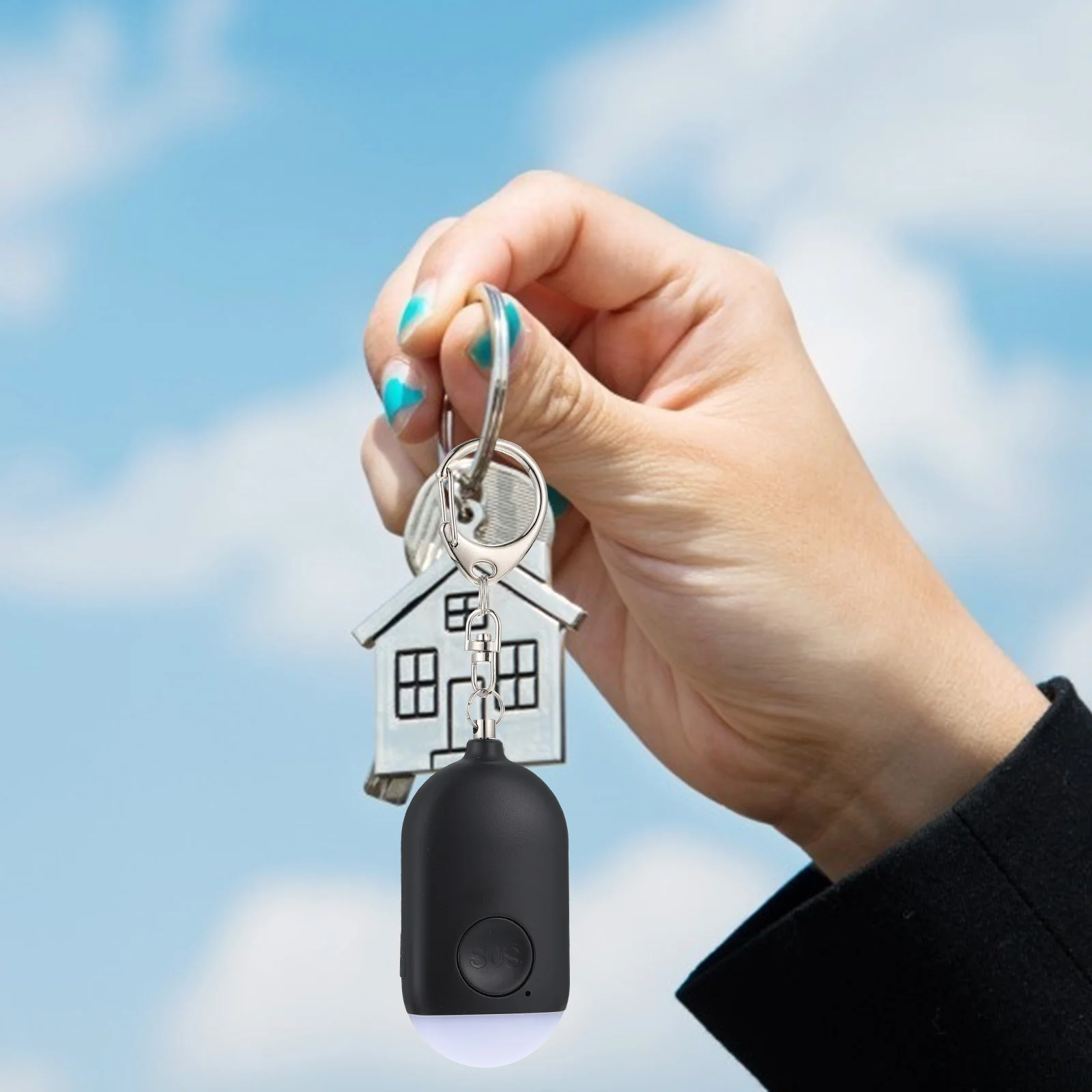 1 комплект, перезаряжаемая персональная сигнализация, портативная сигнализация для женщин, уличный мини-брелок, фонарик, кошелек, безопасность