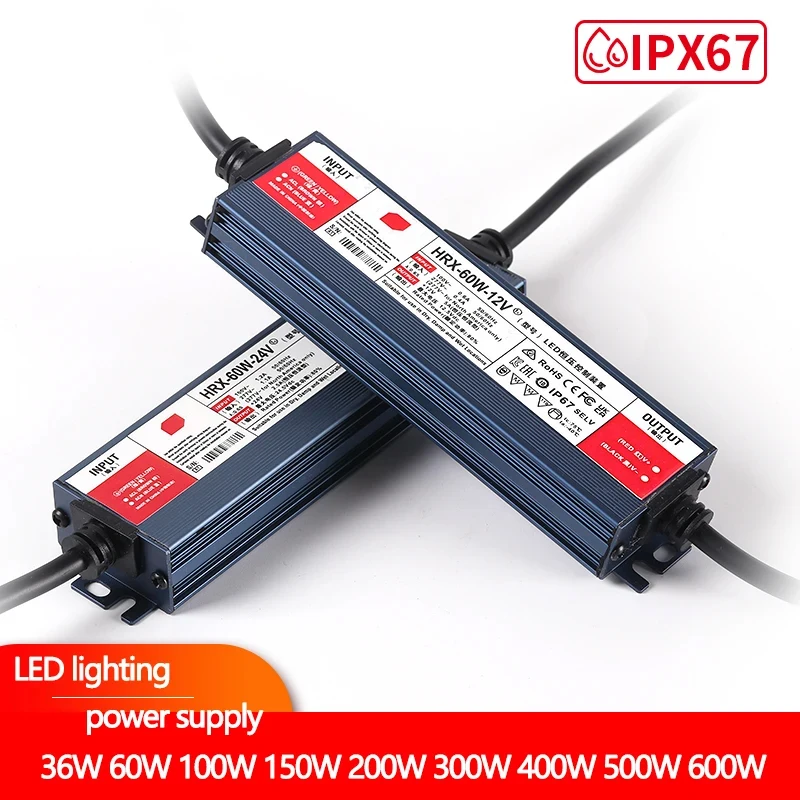 

Waterproof Power Supply IP67 Waterproof Lighting Transformer AC110V~220V To DC 12V 24V LED Driver 100W 200W 300W Outdoor Adapter