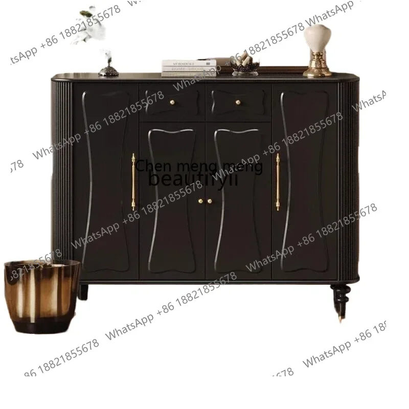 cc182French retro shoe cabinet, black storage for home use, black entrance integrated against the wall, new model R