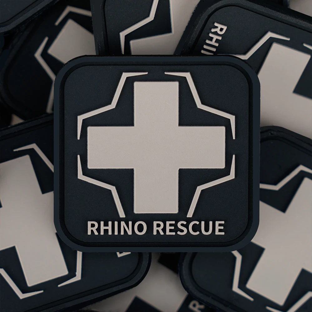 Rhino Rescue Patch Morale Chapter Medic Rubber Medical Paramedic Tactical Morale Badge Patches Hook Fasteners Backing