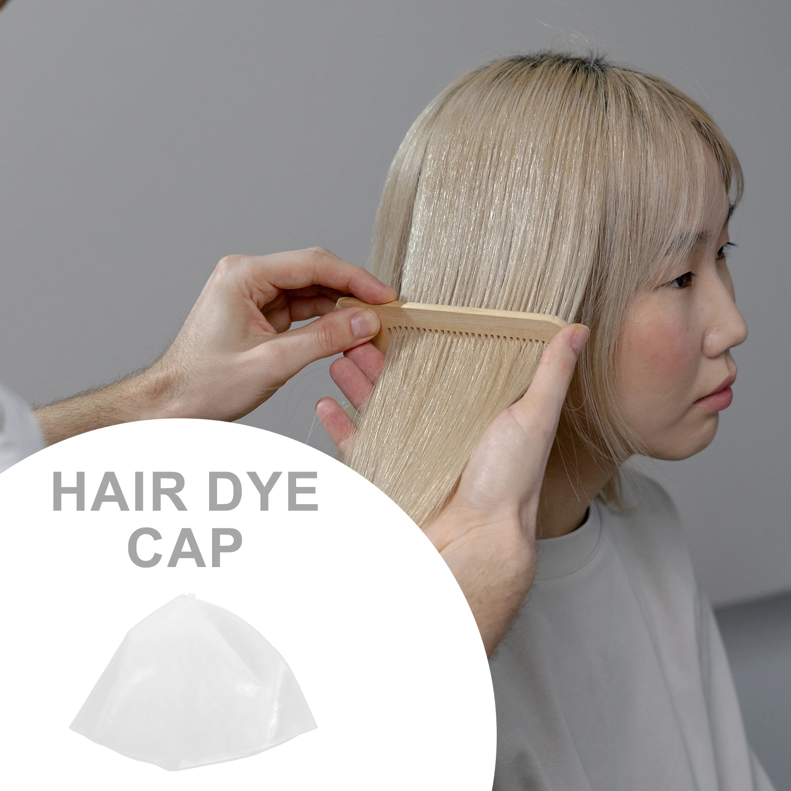 

Silicon Hair Coloring Cap with Circles Reusable Dye Hat Tool for Home Salon Dark Brown Translucent White Random Style