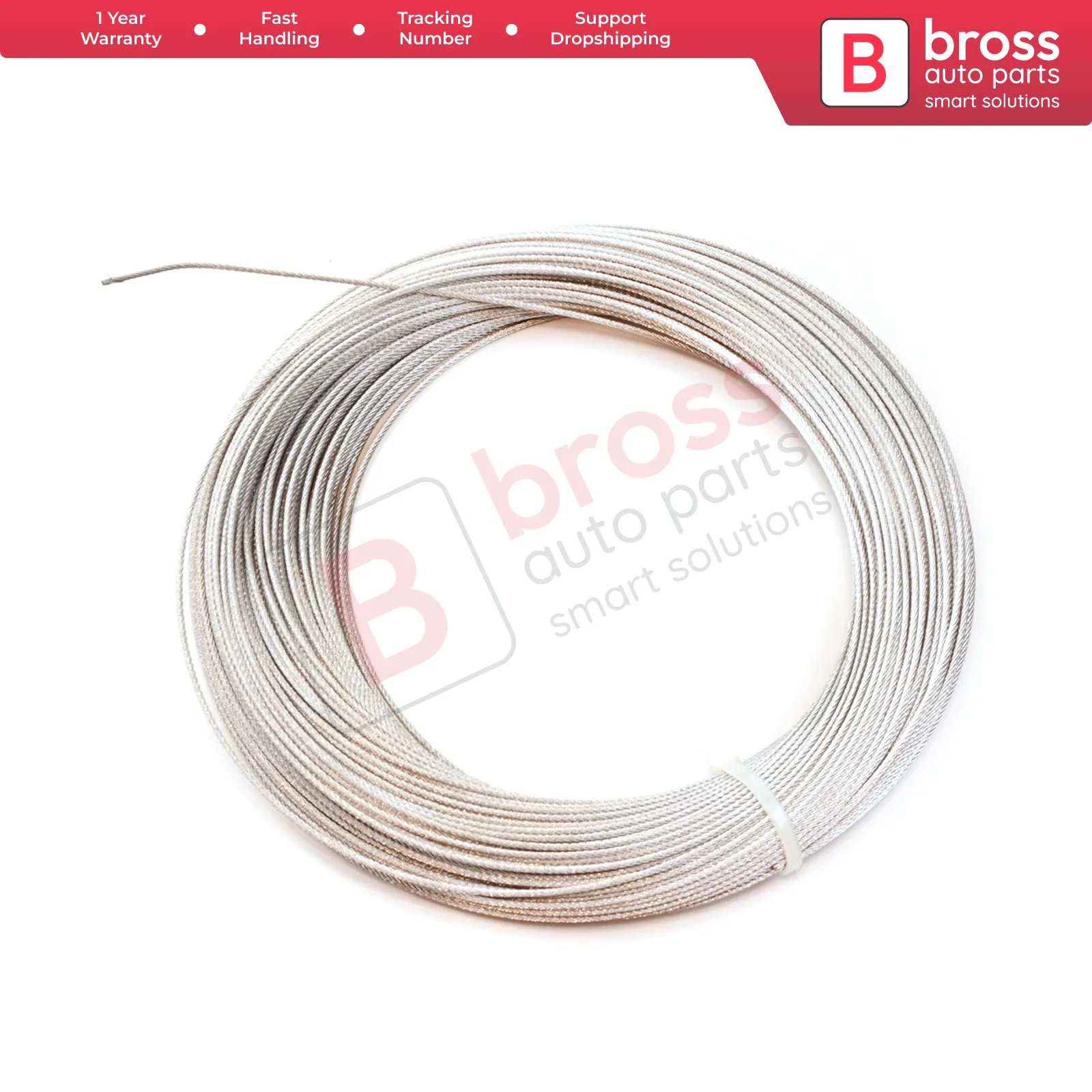 

BWR5472 Strong Galvanised Steel Wire Rope Diameter: 1.5 mm Lenght: 100 meter 7x7 Strands for Car Window Lifter Regulator Repair