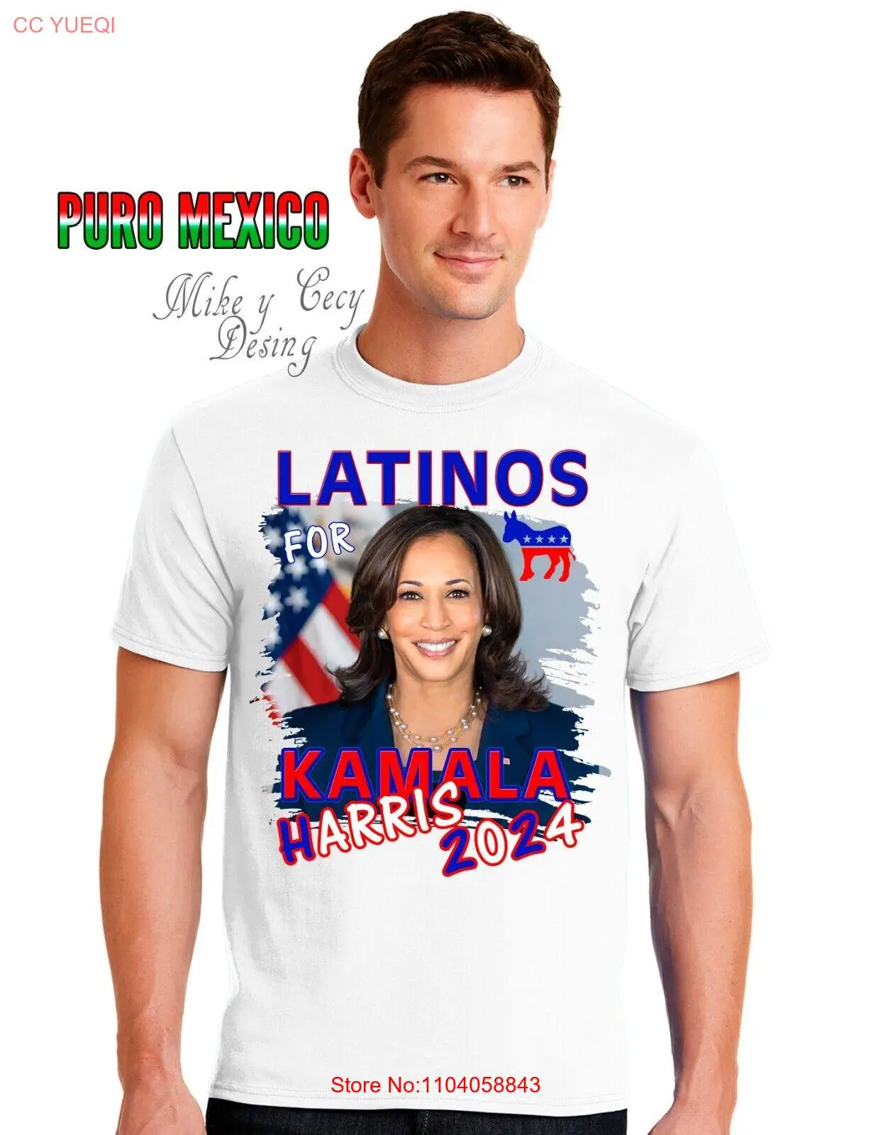 Kamala Harris 2024 Latinos for Kamala Harris 2024 , White shirt size xlarge