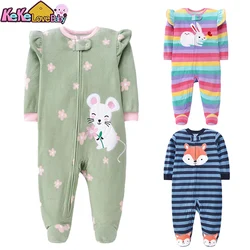 Baby Rompers Spring Boy Girl Clothes Zipper Fleece Winter Warm Pajamas Newborn Infants Outfit Animal Jumpsuit Clothing 0 -12 M