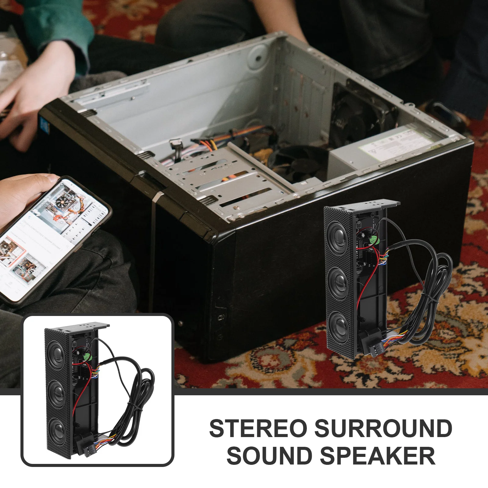 

Black Stereo Surround Sound Speaker for Pc Front Panel Computer Case Music Audio Desktop Use Immersive Loudspeaker for Computer