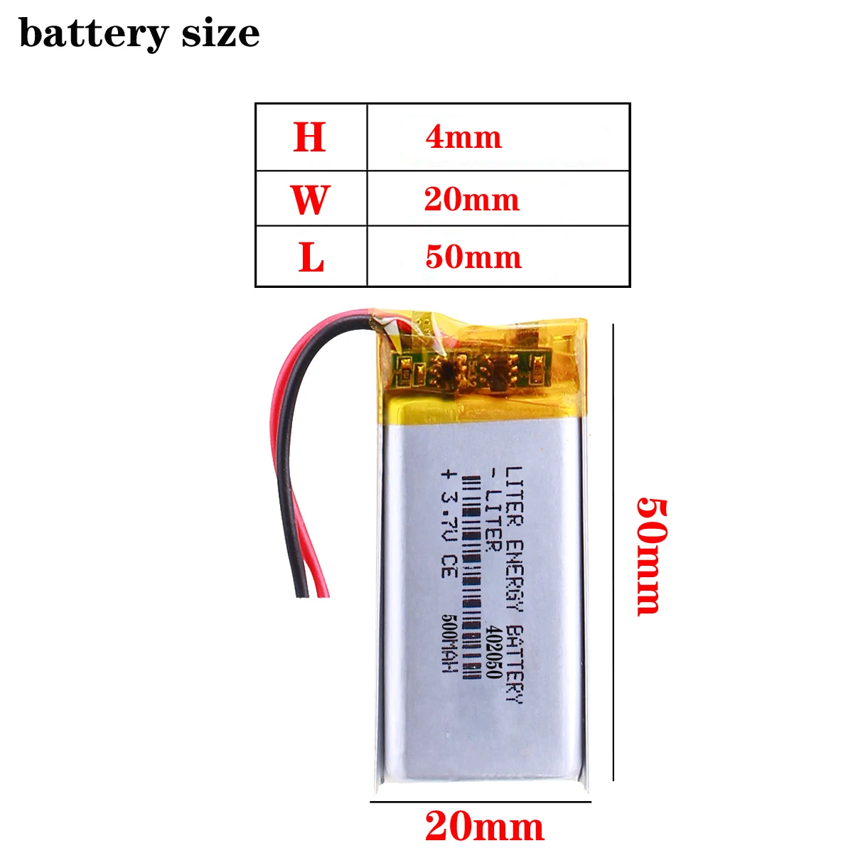 best battery brand 402050 042050 Replacement 382250P MP3 X19 + 3.7V 500mah Lithium Battery