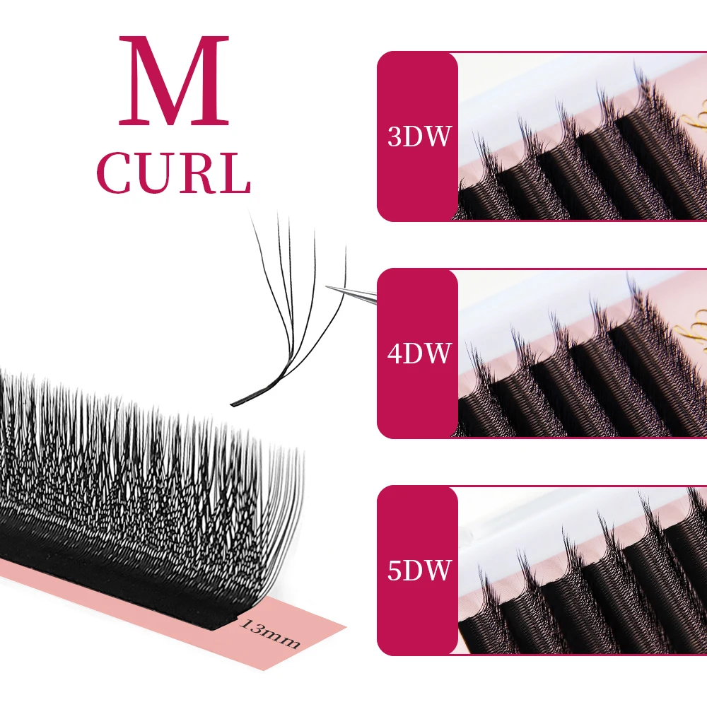 Goddess W3D 4D 5D M Curl Eyelash Extension W Style Faux Mink Natural Soft Bloom Lash Premade Fans Volume Eyelash