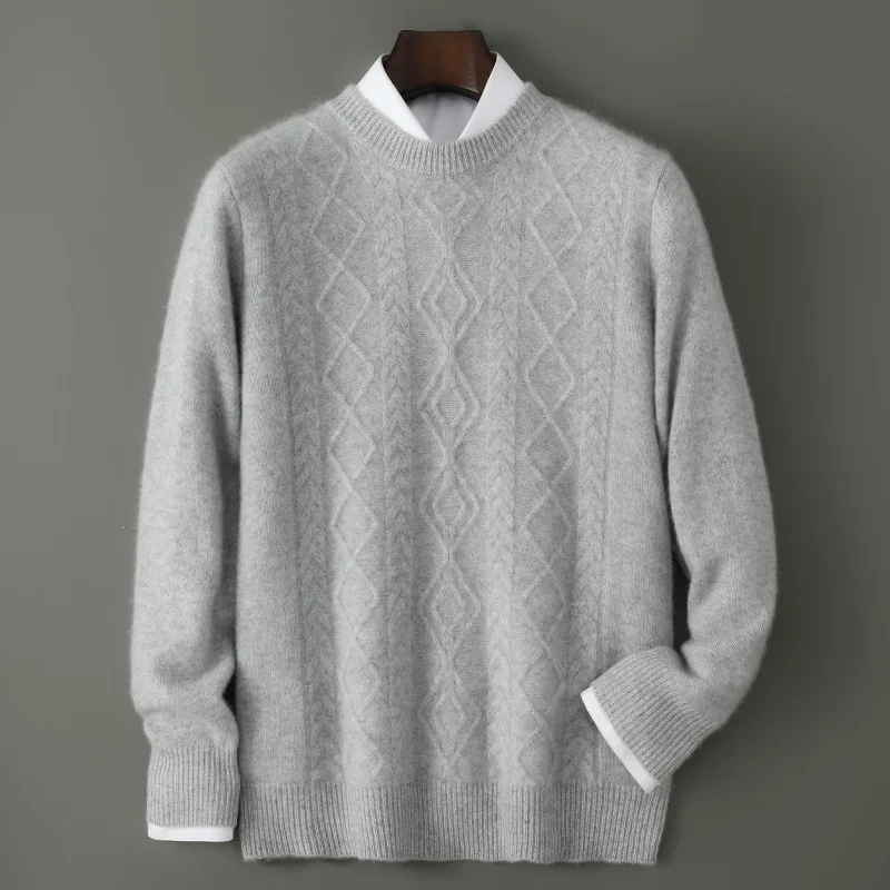 

Осень-зима, новый свитер из % шерсти, мужской свитер с круглым вырезом, толстая жаккардовая трикотажная базовая рубашка, молодежный вязаный свитер в стиле ретро