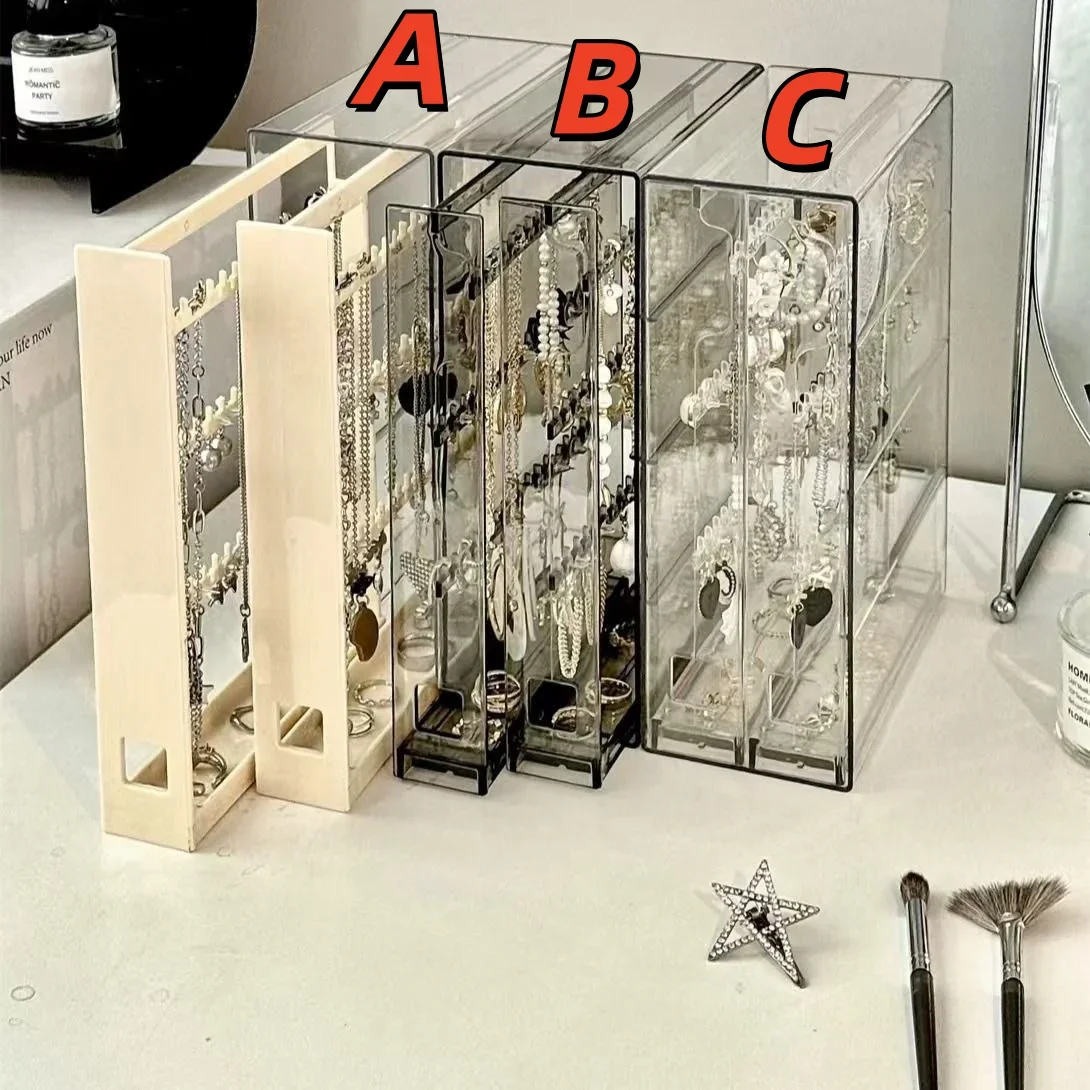 Transparente staubdichte Aufbewahrungsbox für Halsketten, verwicklungssicherer Schmuckständer, Organizer für Halsketten, Armbänder und Schmuck. – Detail 6