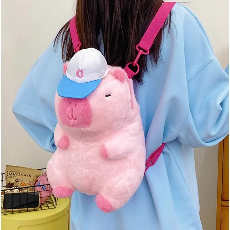 MINISO tas punggung boneka Capybara baru Capybara kartun tas selempang mewah kapasitas besar tas Crossbody anak perempuan serbaguna komuter