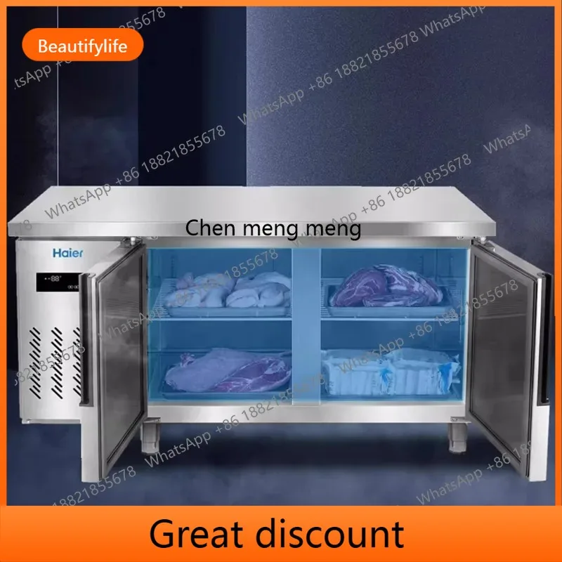 M02 Kitchen Freezer Commercial Workbench Refrigerated Horizontal Operator Refrigerator Fresh Stainless Steel