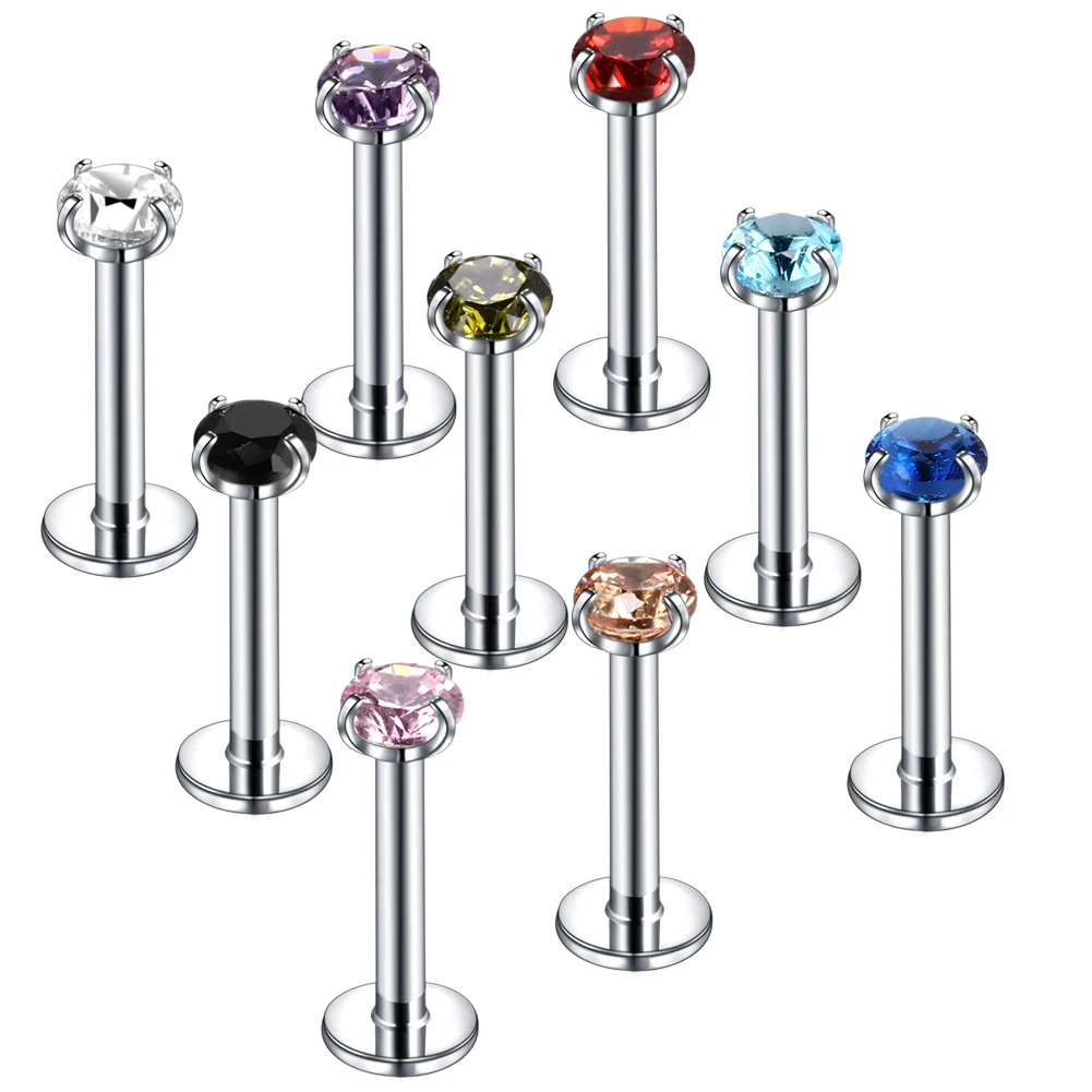 1Pc 316L Stainless Steel Lip Labret Piercing Internal Thread Monroe Lip Stud Helix Tragus Conch Piercing Cartilage Earrings 16G