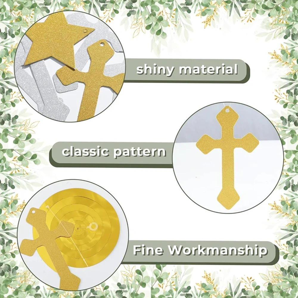 6 Stück/12 Stück Kreuz-Stern-Dekorationen für Taufe, Kommunion, Ostern, Hochzeit, Babyparty, Hängedekoration S – Detail 4
