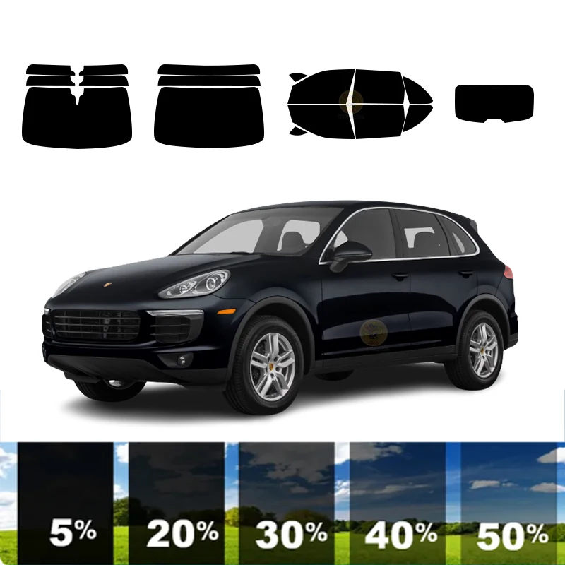 Filme removível para janela para carro, isolamento térmico em carbono VLT para PORSCHE CAYENNE 4 DR SUV 2011-2018, 100% UVR, 5% a 35% VLT