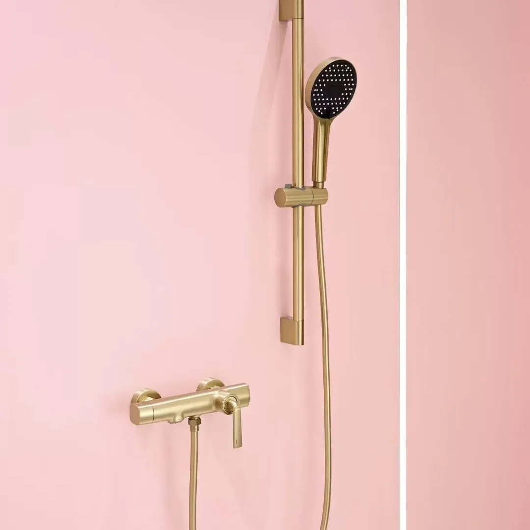 Bathroom Shower Faucet Set Wall Mounted Grey Brass Bathrub Faucet Set Brush Gold /Chrome Finished Modern Styel New
