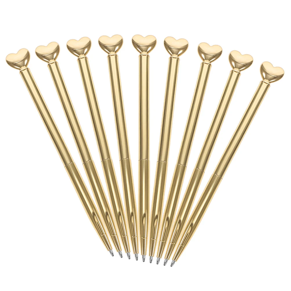 

9 Pcs Pens Heart Shaped Decorative Retractable Valentines Bridal Shower Heart Shaped Metal Pens Kids Gifts Writing Tools