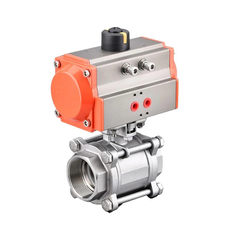 DN100 High Platform Pneumatic Ball Valve Three Piece 304 Stainless Steel Double Acting Cylinder High temperature resistant