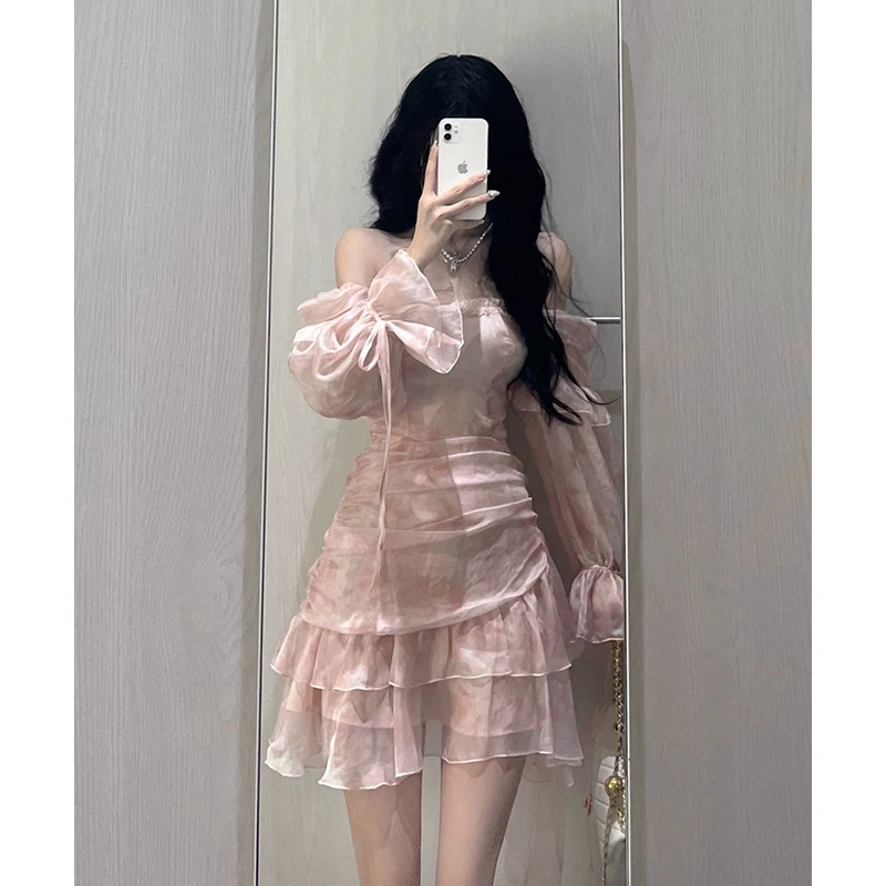 High Quality |Pink Women Dress For Spring New Classic Style Waist Skirt