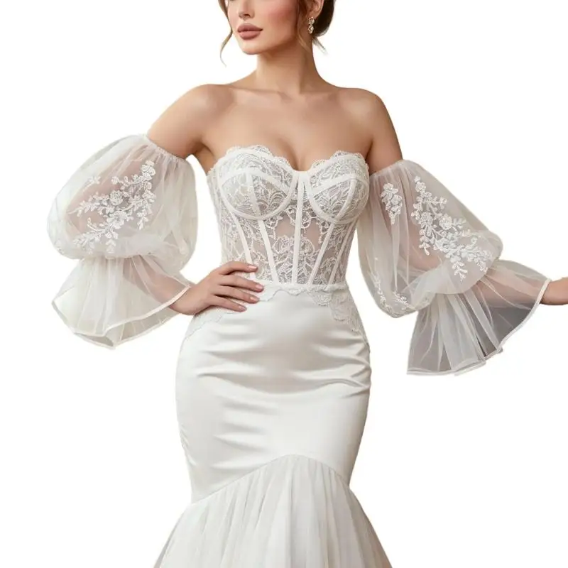31BB Breathable Wedding Arm Sleeves Lightweight Fabric for Bride Comfortable Fit