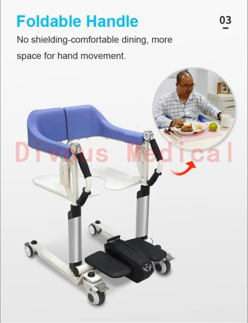 health care wheelchair Remote Control electric lift patient transfer chair for toilet and easy take shower elderly patients an